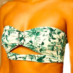 NWT ONIA LARA BIKINI TOP in FOREST GREEN MULTI BOHO PALM BEACH ISLAND PR…
